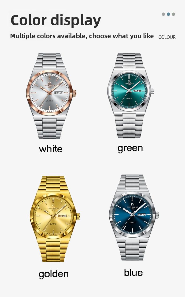 Men's Luxury Two-Tone Rose Gold & Silver Quartz Watch - Stainless Steel Wristwatch with Day Date Display, Luminous Hands, Classic Business Dress Watch, Perfect Gift for Him