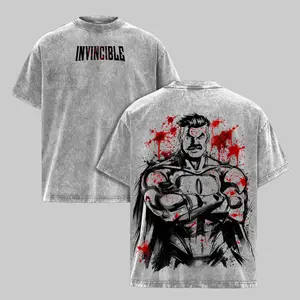 Omni-Man Washed Tee & Hoodie – Invincible Viltrumite Warrior Anime Graphic Double Printed T-Shirt, Menswear Heavy Cotton Unisex Oversize Streetwear Vintage Retro