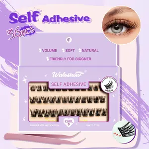 Natural DIY Eyelash Extensions Kit, 1 Set Self Grafting Curl Eyelashes & Tweezers, Eye Makeup Enhancement False Eyelashes for Women & Girls, Cosmetic