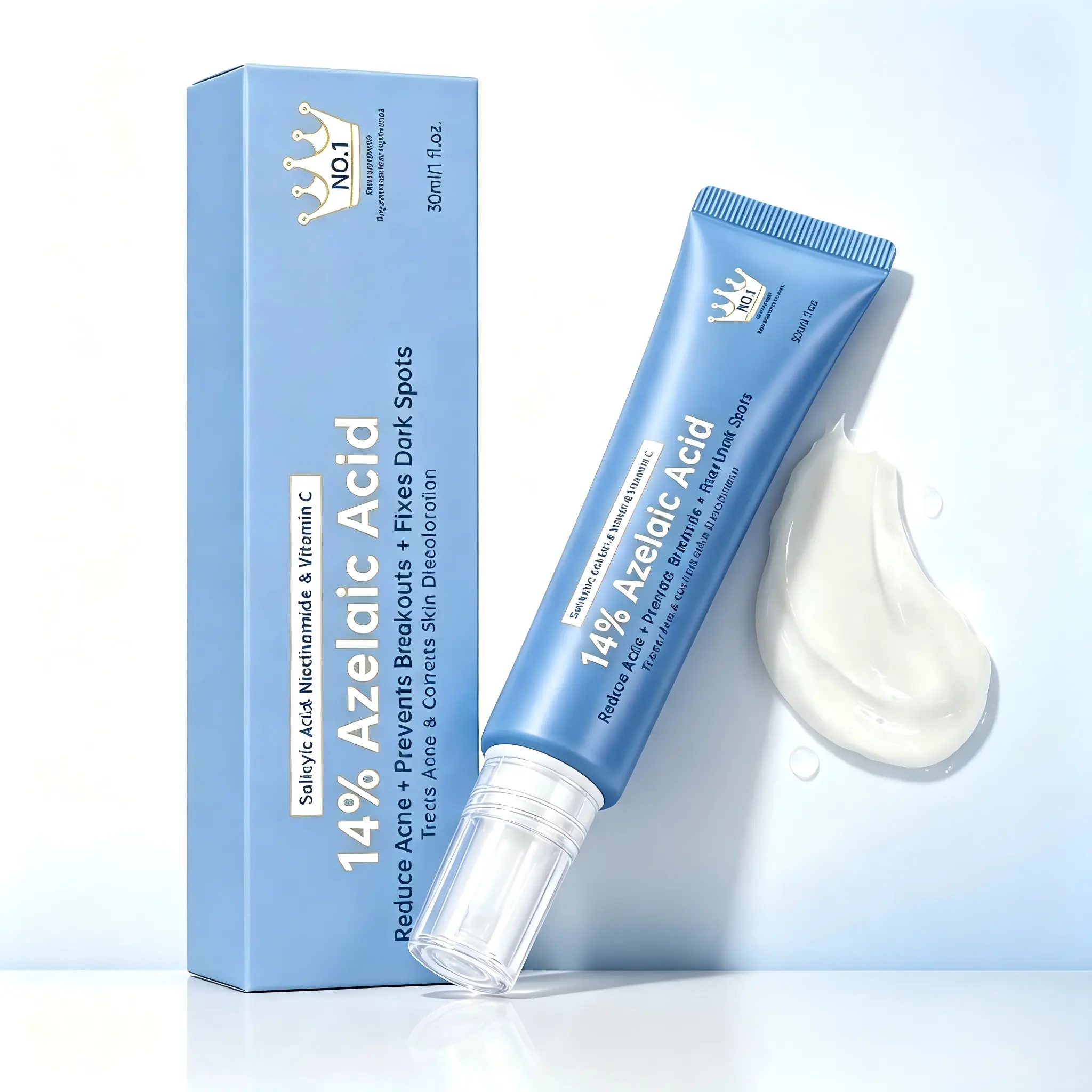 14% Azelaic Acid Spot Cream Infused Niacinamide Vitamin C, Relieve Facial Redness & Stubborn Acne, Correct Hyperpigmentation, Non-Greasy Hydrating Lotion for Blemish-Prone Skin, Everyday Skin Brightening Routine