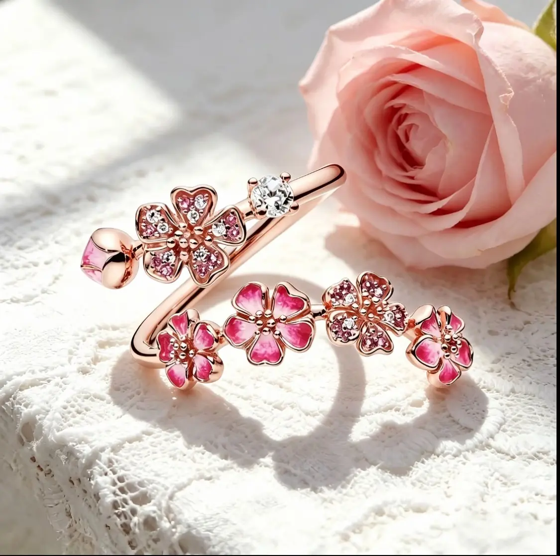 Rose Gold Classic Rose GoldPeach Blossom Ring for Women