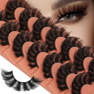 Fluffy False Eyelashes, 7 Pairs Wispy Faux Cluster Lashes, Fluffy Lash Clusters, Natural Curling Eye Makeup Strip Lashes, Volumized False Eyelashes for Eye Makeup Enhancement