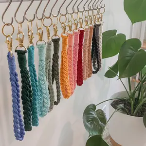 Macrame Handmade Braided Wristlet / Braided Macrame Keychain / Boho Car Key Accessories