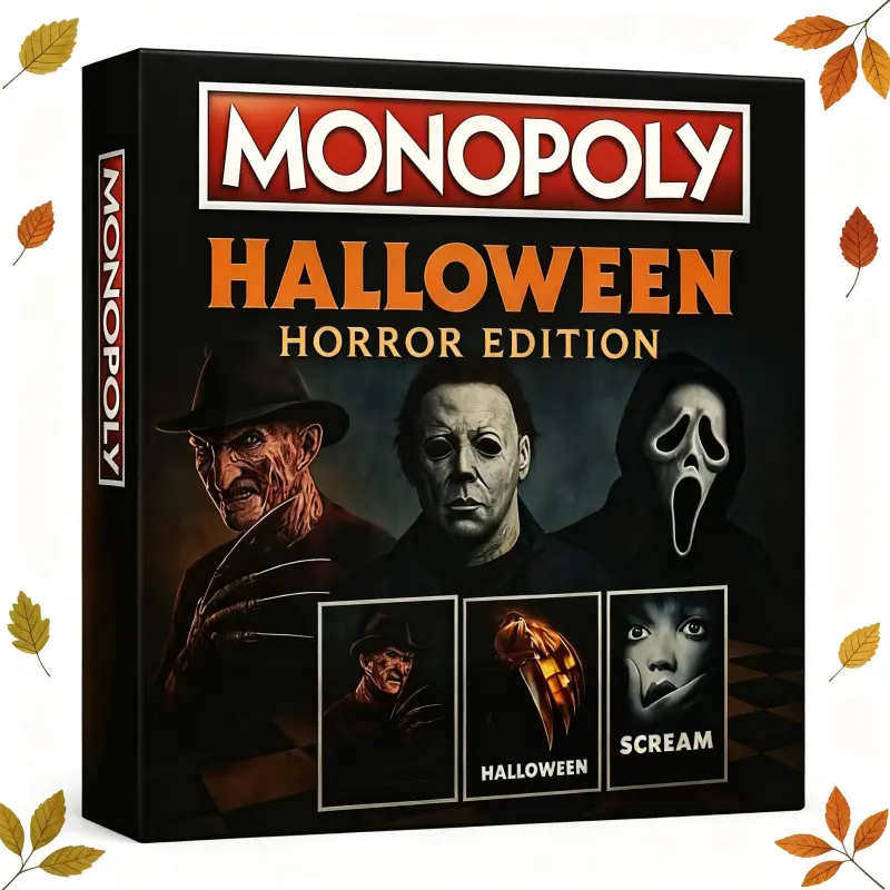 Horror Movie Themed Board Game Halloween Monopoly Style Property Trading Game for Adult Party Family Game Night Gift