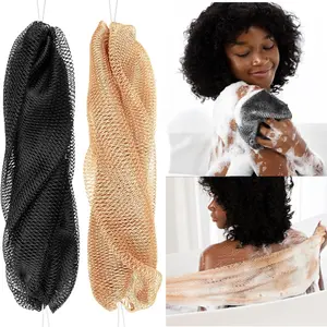 2 Pack African Net Sponge Set, True Sapo Sponge with Handle, African Exfoliating Bath Cloth, Skin Care Shower Tool, Exfoliating Mesh Sponge