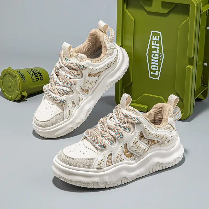 HOBIBEAR Spring/Autumn Unisex Shoes Youth Sneakers Casual Shoes Men's Breathable Dad Shoes Rubber Sole Sports Shoes Athletic Footwear