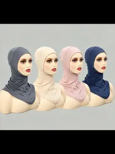 4 Piece Balaclava Hats, Cross Design Chin Strap Hat, Long Tube Polyester Neck Cover, Full Headscarf Hat, Middle Eastern Headwear