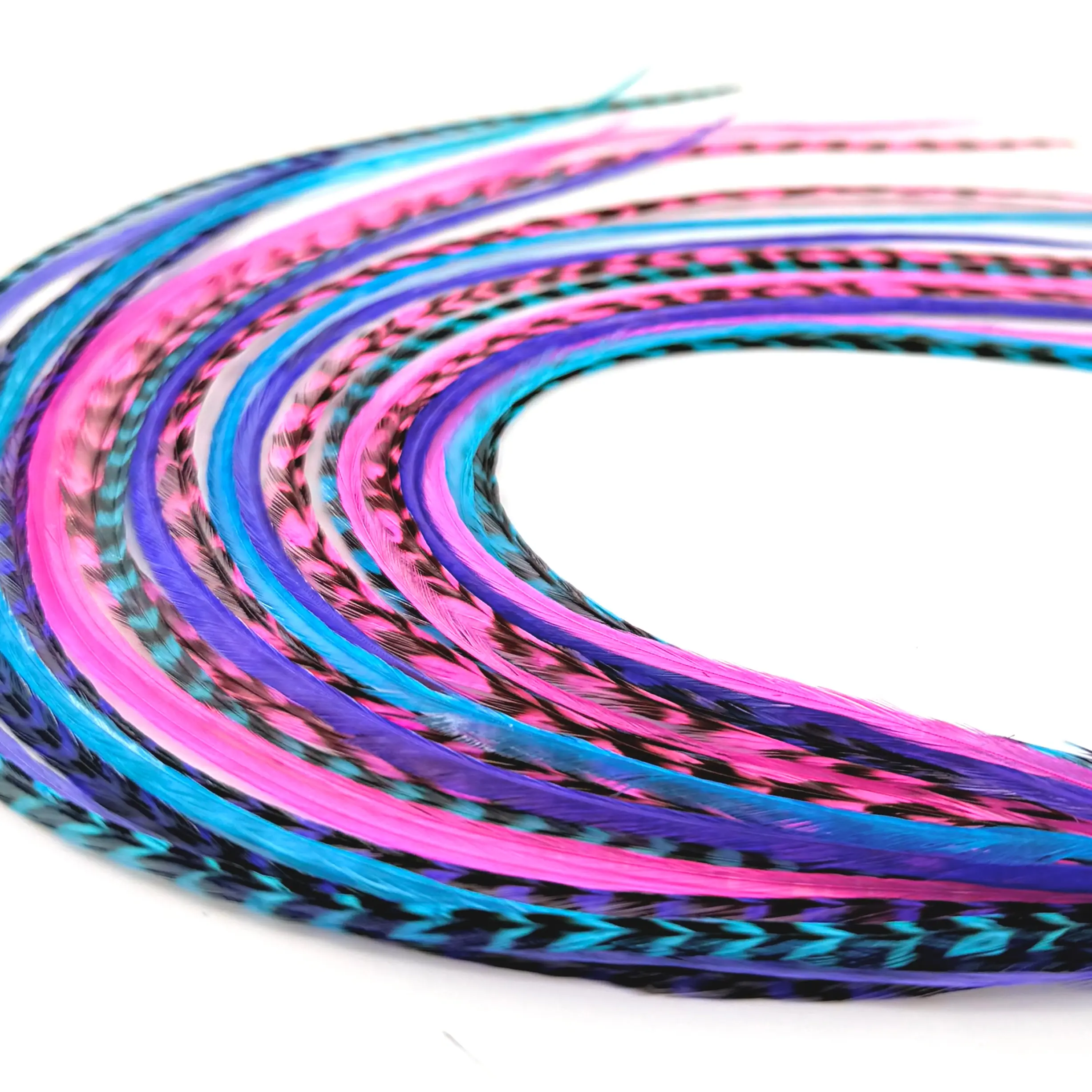 Real Purple, Pink & Turquoise Color Feather Hair Extensions Clip-In DIY Kit (21 Pc) | 8”-14” length | Boho Festival + Western Cowgirl Hair | Heat Safe, No Damage, Salon Quality