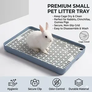 High-Walled Small Pet Litter Box, Removable Grid Tray Toilet for Rabbits & Guinea Pigs, Durable Training Potty for Ferrets & Hamsters, Easy Cage Install