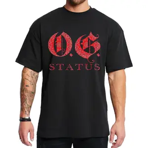 OG Bandana Status Red Design Chicano Clothes Chicana Cholo Chola Style Unisex Hoodie Medium Heavy Sweatshirt for Men & Women Streetwear Loose Fit 50% Cotton 50% Polyester - Fabric, Menswear 2103