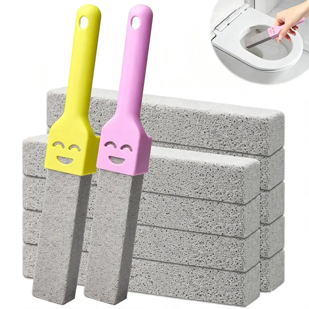 12-Piece Pumice Stone Cleaning Sticks with Removable Grip Handle, Replaceable Scourer for Toilet, Stainless Steel Sink, Home Cleaning