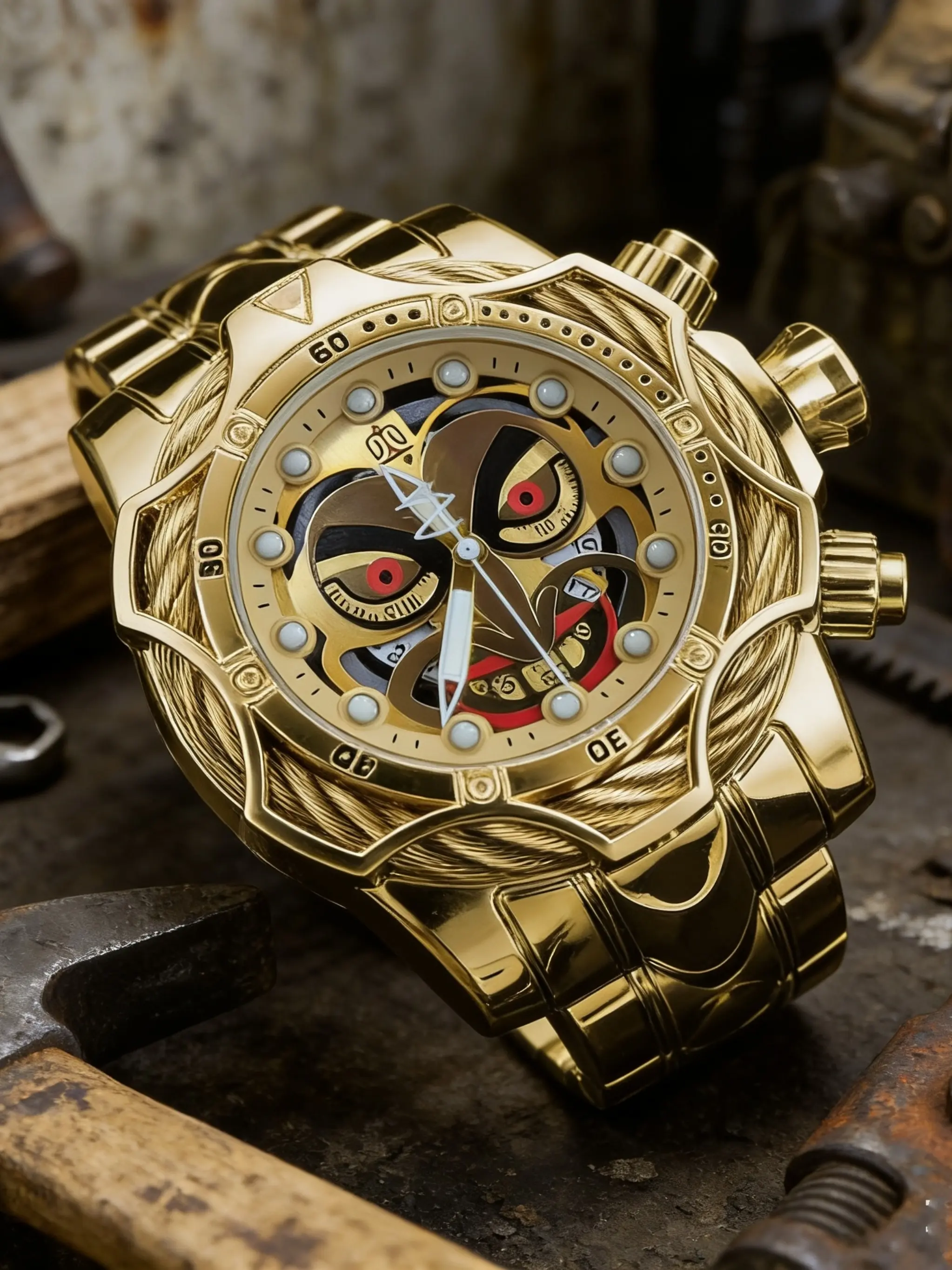 Stylish Clown Smile Men's Watch, High-End Fashion Streetwear, Hip-Hop Style, Large Dial, Perfect Gift, Trendy Youth Watch, Skeleton Quartz Watch, Analog Quartz Watch, Statement Watch, Trendy Wristwatch, Analog Watches, Fashionable Wristwatch