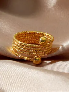 High-Quality Half Circle Spring Ring Jewelry, Adjustable Style, 24k Copper Plated, Perfect Gift for Boyfriend, Friend, Valentine's Day, Exquisite Trendy Ring