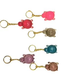 Turtle Keychains Resin - Colorful Resin Turtle Designs with Gold Rings for Key Organization
