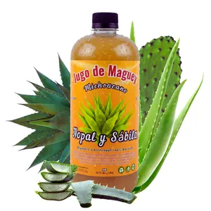 Viral Jugo De Maguey  +Aloe Vera + Nopal - Antioxidant Healthcare Dietary Vitamin Edible Supplement 100% Natural & Artesanal 32 Fl. Oz.
