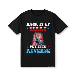 [100% Cotton] Men'S Patriotic 'Back It Up Terry Put It In Reverse' T-Shirt -Retro 4Th Of July Design With Statue Of Liberty & Fireworks, Crew Neck Short Sleeve, Durable Digital Print - Perfect For Independence Day Celebrations &  T-Shirt For Men And Women