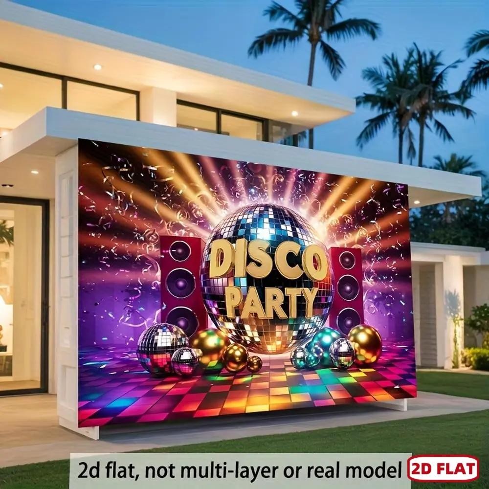 1pc 2D Flat banner banner, Vintage disco party banner, Background Decoration Background Photo Props, Polyester Banner Decor, Home Decor, Room Decor, Wall Decor, Party Background Decor, Party Decor/supplies/gifts