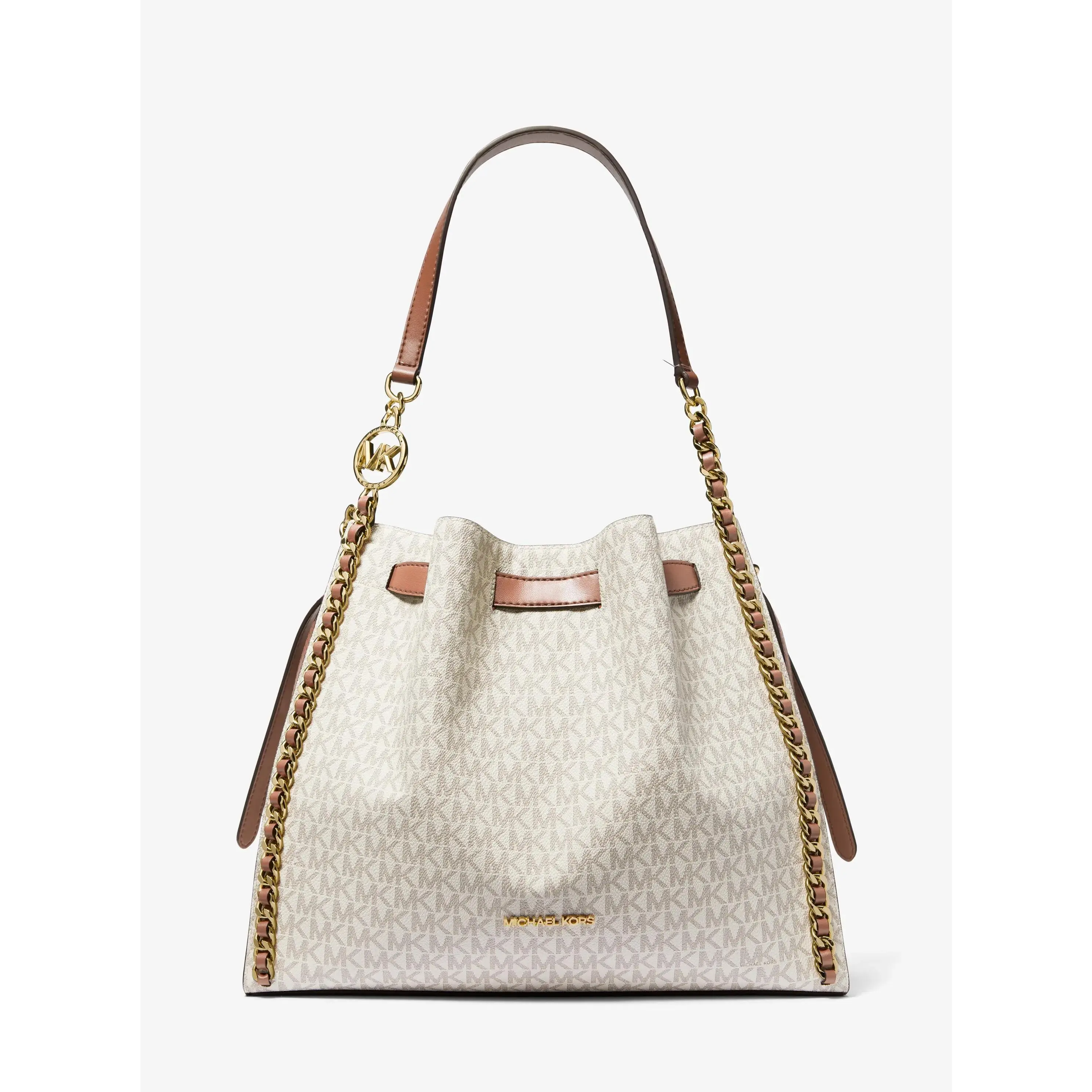 Mina Large Signature Logo Chain Shoulder Bag