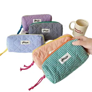 Zipper Pencil Bag, Pencil Pouch, Gingham Pattern Color Pencils Case, Stationery Storage Bag for Home School, Pencil Holder, Cosmetic Bag, Travel Toiletry Bag, Travel Accessories, Back To School Supplies, Office Supplies, Teenage Girl Gifts, Art Supplies
