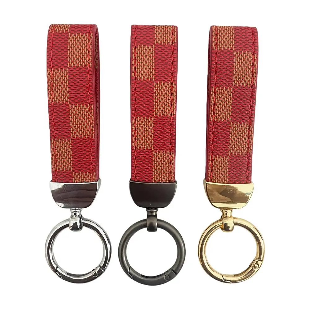 Durable Leather Print Keychain and Bag Chain Charm, Anti-Lost D-Ring Key Ring Clip, Heavy Duty Car Key Holder, Fashion Purse Backpack Pendant Accessories