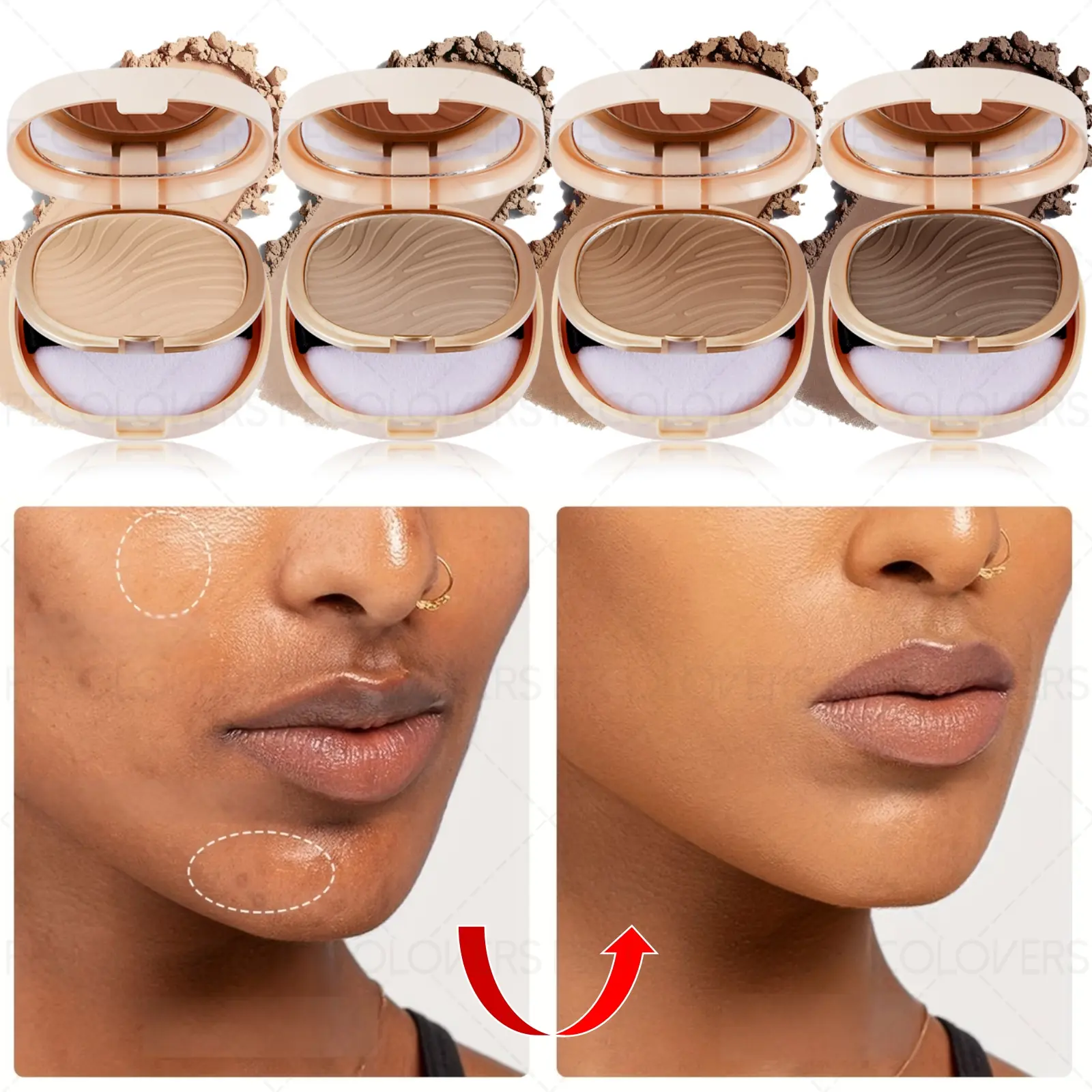 1PC 24-hour All-day Concealer and Oil Control, Waterproof and Sweat-proof, Fine Powder, Multi-functional Bronze Powder, Light Concealer, Compact and Convenient, Setting Powder, Face Powder, Daily Essential Cosmetics, Valentine's Day and Mother's Day Gifts