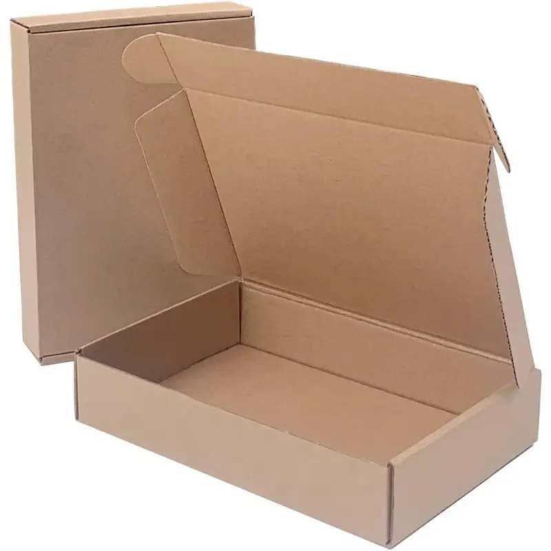 Brown Folding Top Mailer Boxes with Label Lock, 10pcs 7.8x5.5x1.5 inches Shipping Pack for Small Business Packaging & Small Items (Office Postal Supplies Bulk)