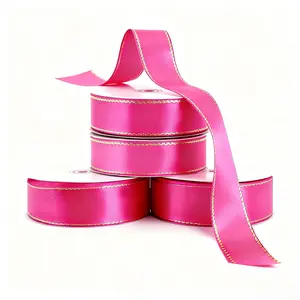 50 Yards Gold Edge Satin Ribbon Easy to Shape, 1.57 Inch Wide for Gift Wrapping, Party, Wedding Decor, Eternal Roses, Bouquets, Cake & Handmade Crafts