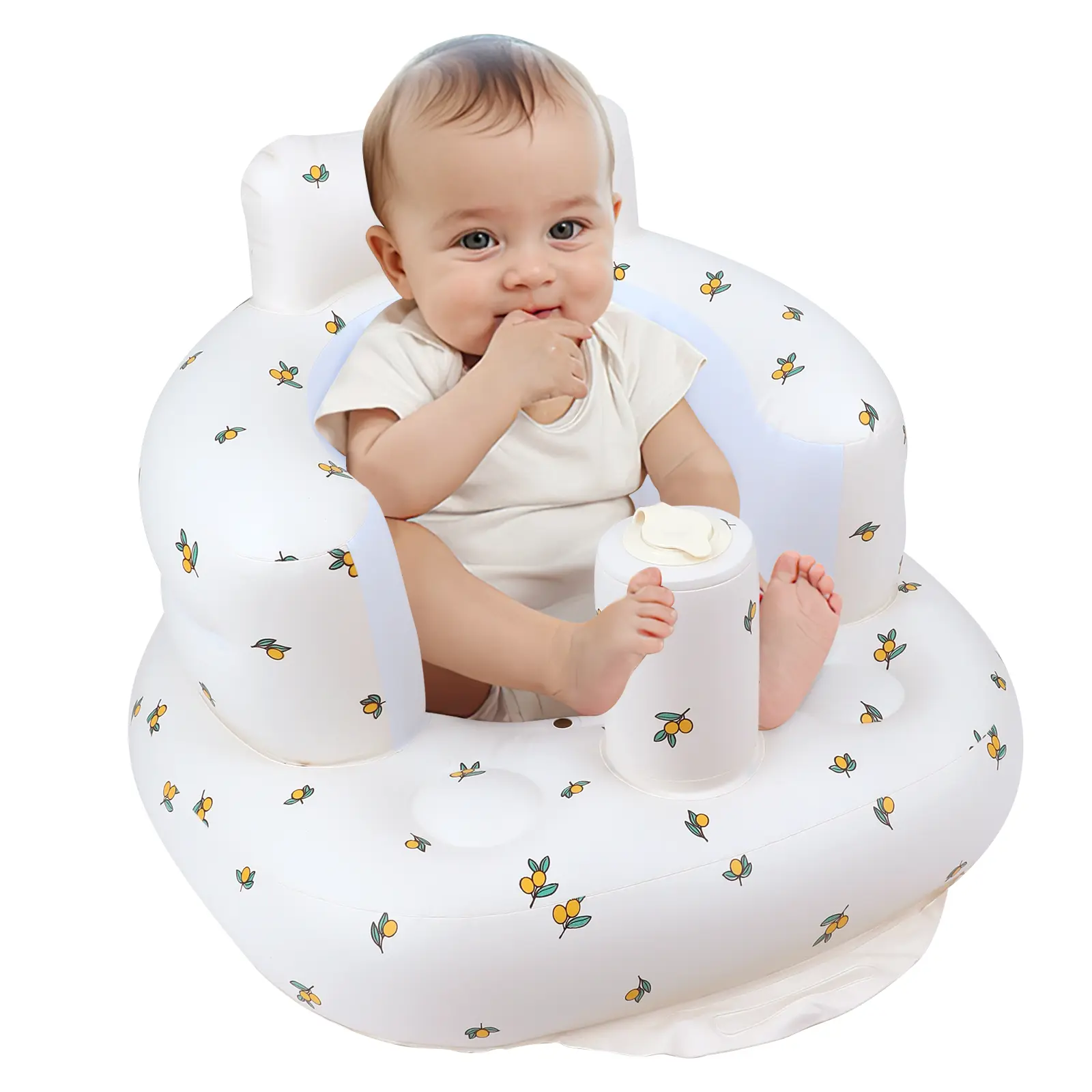 [NEW] Inflatable Baby Floor Seats(No wheels) for Babies 3 Months & Up,  Inflatable Baby Seat for Sitting Up with Built in Air Pump (Portable design can be folded) Sturdy Construction Foldable