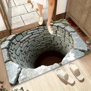 Endless Abyss 3D Print Non-Slip Mat, Washable Polyester Fiber, Stone Texture, Foldable Indoor Outdoor Bath Kitchen Rug, Pet Friendly Home Decor Gift