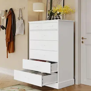 SIKAIC Tall Chest of Dresser, 7-Drawer Minimalist Tower, White Wood Modern Home Furniture for Bedroom & Living Room, Space-Saving Wardrobe Cabinet with Organization