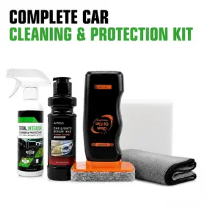 3-in-1 Car Cleaning Kit - Automotive Interior Detailer, Headlight Polish, Windshield Cleaner for Car Washing & Maintenance