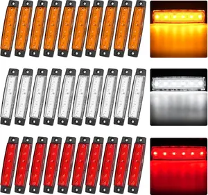 Nilight 30PCS 3.8in 6-LED Side Marker Lights, Amber/Red/White Indicator Lights, Vehicle Accessories for Marine Boats & Vehicles