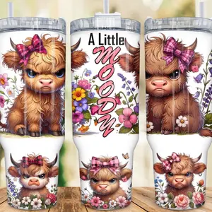 40 oz tumbler   for hot and cold drinks highland cow