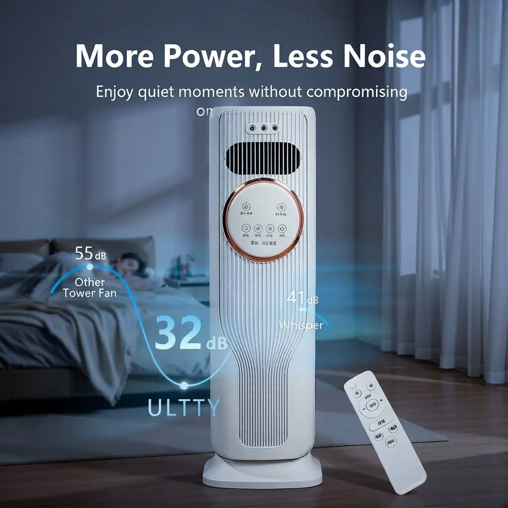 Portable Vertical Tower Cooling & Heating Combo Fan - Ice Crystal Air Cooler Heater with Remote Control, 3 Adjustable Speeds, Energy Efficient Mini AC Fan for Home/Office/Camping Use