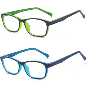 2 Pack Kids Blue Light Blocking Glasses, Anti-Eye Strain Computer Glasses for Children, Transparent Lens, Lightweight & Durable