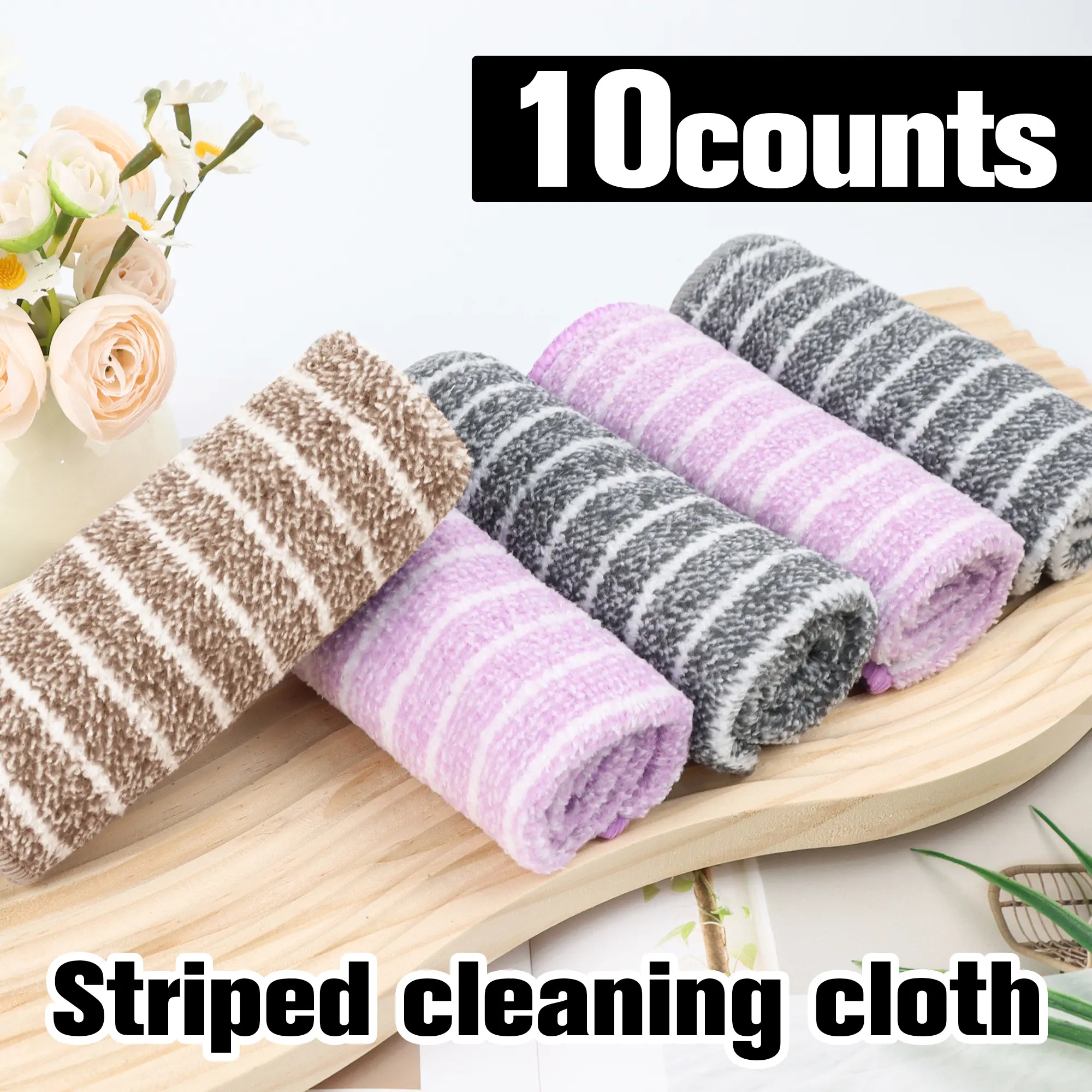 10 Counts Kitchen Dishes Rags, Absorbent dishcloths, together with lint - free, non - greasy household cleaning cloths, are excellent for wiping tabletops,random color