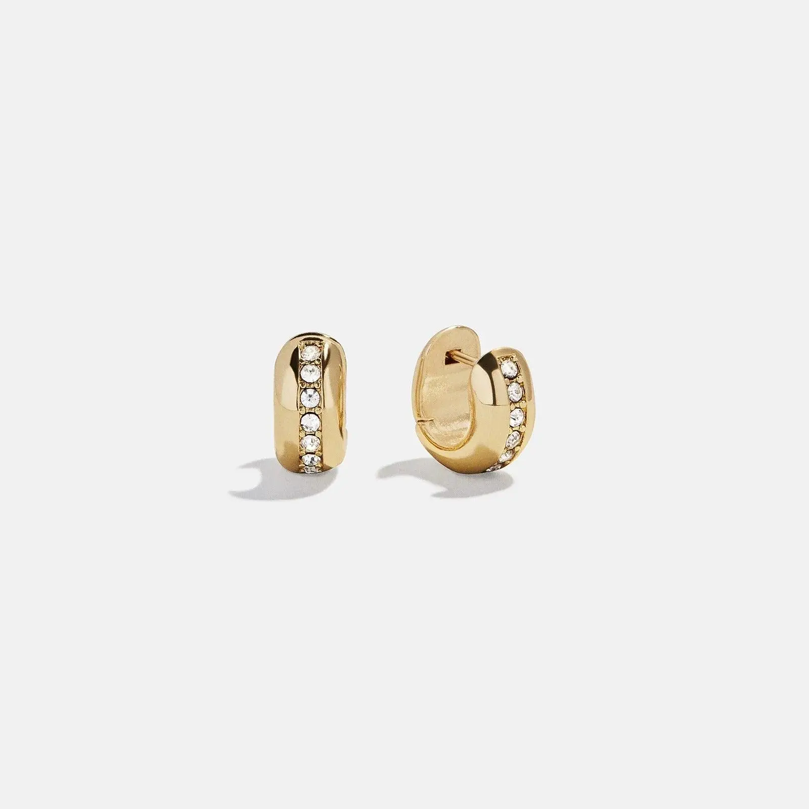 BaubleBar Alora Huggie Earrings with Shimmering Crystal Detail, Chunky and Versatile for Stacking or Everyday Wear, Huggie Shape