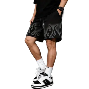 Men’s fashion printed beach shorts with flame pattern, casual drawstring waist, lightweight and comfortable for summer, ideal for casual wear | Drawstring Shorts | Comfortable fit, suitable for golf, fishing, basketball, camping, gym, swimming, and the be