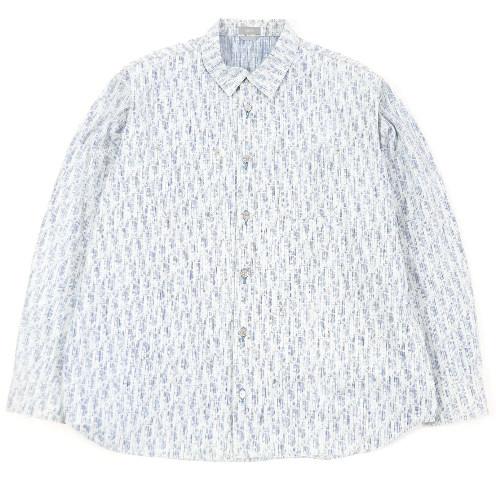 Pre-owned Dior Cotton Small Leather Goods Oblique Print Denim Shirt
