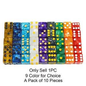 10pcs Acrylic Dice Set, 16mm Pearl Texture Straight Edge Dice, Essential Gaming Accessories for Tabletop Games