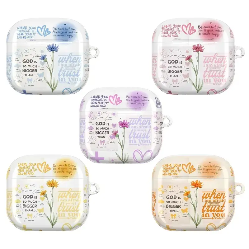 Inspirational Bible Verse Case for AirPods,AirPods Pro 1/2/3 - Faith & Floral Aesthetic Protective Cover - Meaningful Religious Gifts