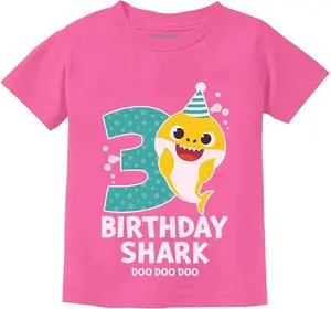Tstars 3rd Birthday Baby Shark Shirt 3 Year Old Birthday Boy Girl Toddler Kids T-Shirt Funny Graphic Tee