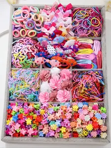 870-Piece Girls Hair Accessories Set, Elastic Hair Accessory, Bows, Flowers & Stars Hair Clips, Ties & Barrettes, Cute Princess Style for Daily Wear, Party & Gifts