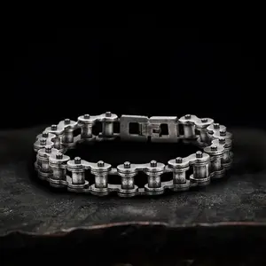 GTHIC 23cm Stainless Steel Fashion Motorcycle Chain Bracelet for Men Biker Daily Wear Father's Day Gift