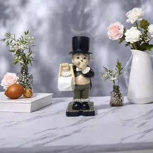 Vintage Victorian-Style Toilet Butler Statue Toilet Paper Holder - Resin Freestanding Decorative Dispenser, No Electricity Needed for Home, Office, Indoor/Outdoor & Christmas/Halloween Decor