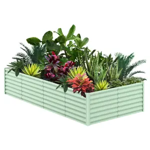 Garvee Elevated Metal Garden Bed, Outdoor Raised Planter Box for Vegetables, Flowers and Plants, Rectangular Design for Backyard Gardening