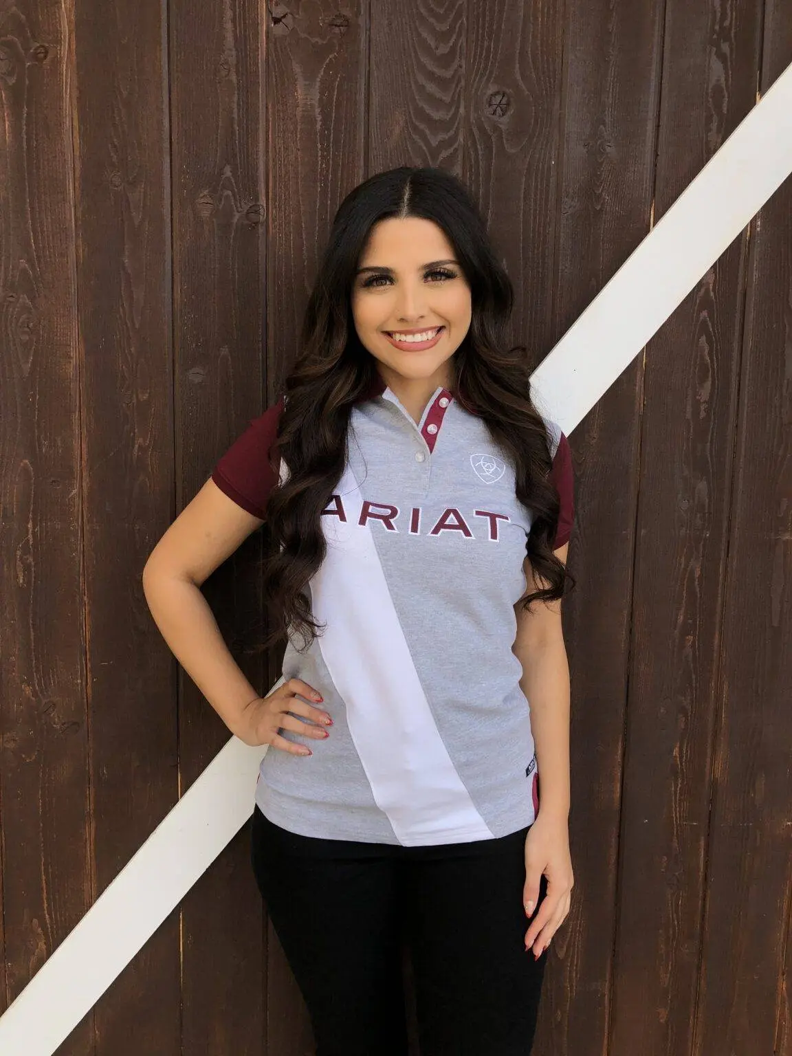 ARIAT – WOMEN’S Taryn Button Polo - Grey / Burgund