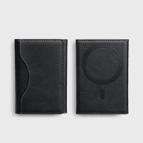 Men's Minimalist Plain Color Textured, Casual Trendy Bifold Card Holder, Fashionable Card Case for Daily Use, Credit Card Holder, Magnetically Attached To iphone 16 15 12 13 14 Pro Max Plus