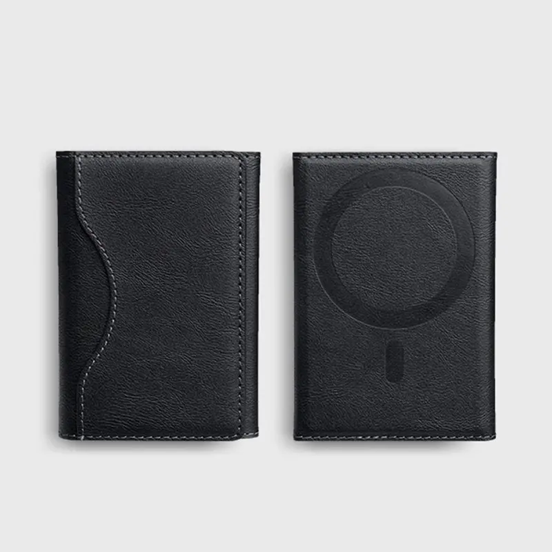 Men's Minimalist Plain Color Textured, Casual Trendy Bifold Card Holder, Fashionable Card Case for Daily Use, Credit Card Holder, Magnetically Attached To iphone 16 15 12 13 14 Pro Max Plus