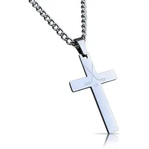 Elite Athletic Gear Hockey Cross Pendant With Chain Necklace - Stainless Steel